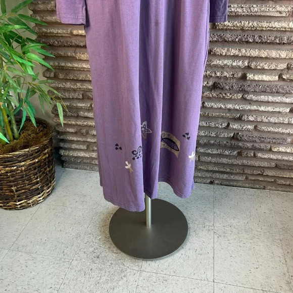 Viva City Purple Dusty Lavender Casual Fish Print 100% Cotton Maxi Dress Size M - Picture 7 of 10